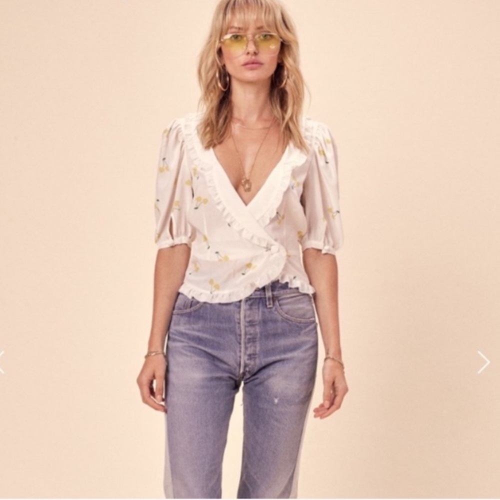 For love and lemons ashland wrap cherry top xs